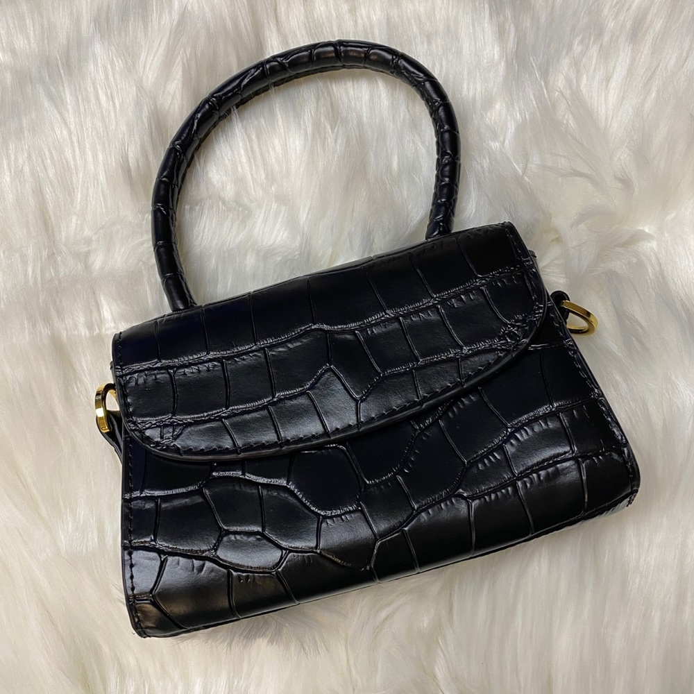 Black leather mini bag